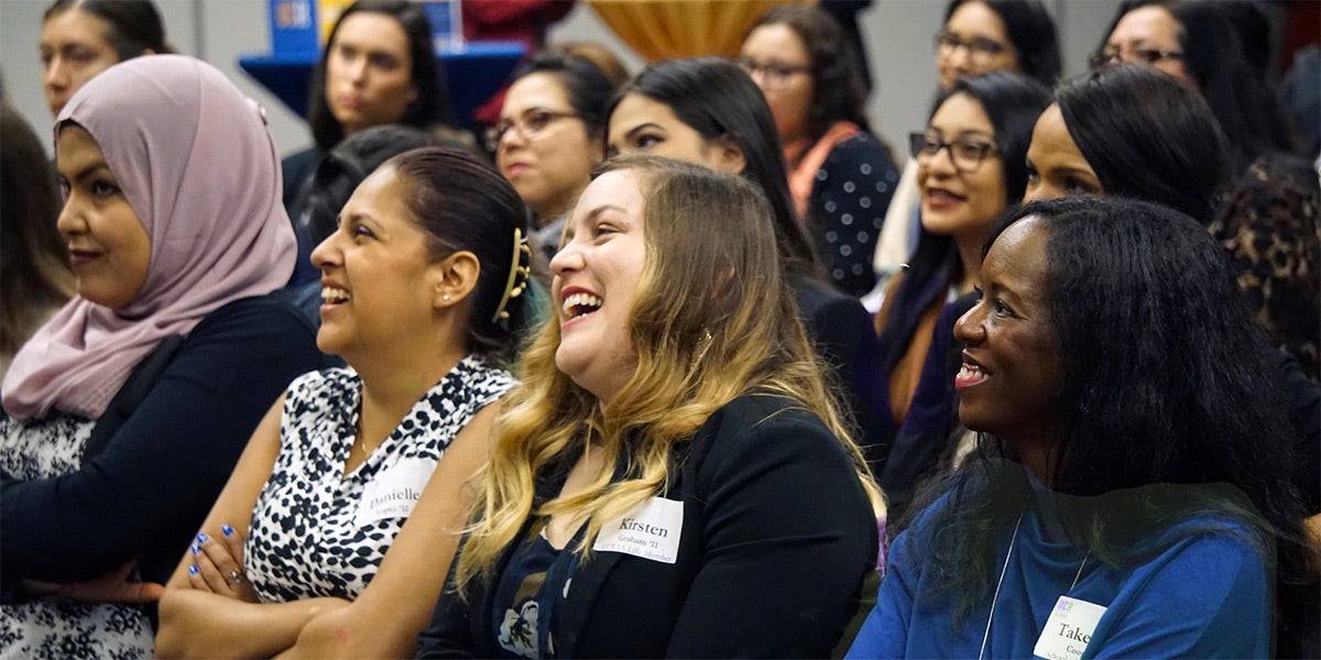 A group of women at a UCR leadership conference