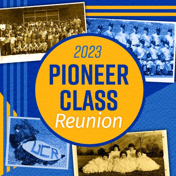 UCR inspired vintage photo collage promoting the Pioneer Class Reunion 2023