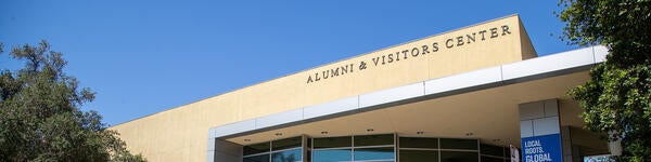 Alumni & Visitors Center building signage