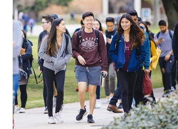 Students walking on campus